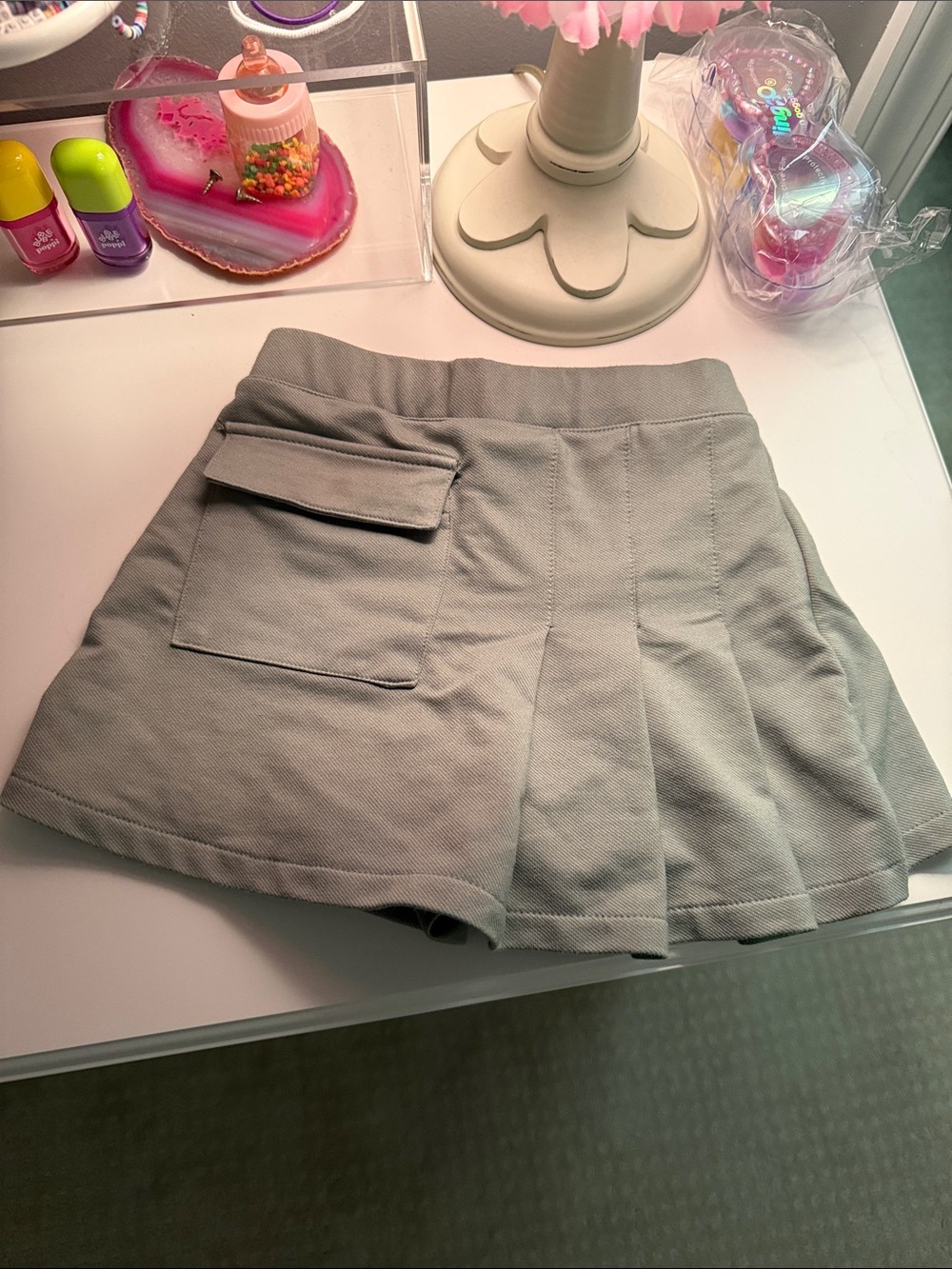 Zara Green Pleated Skort with Flap Pocket